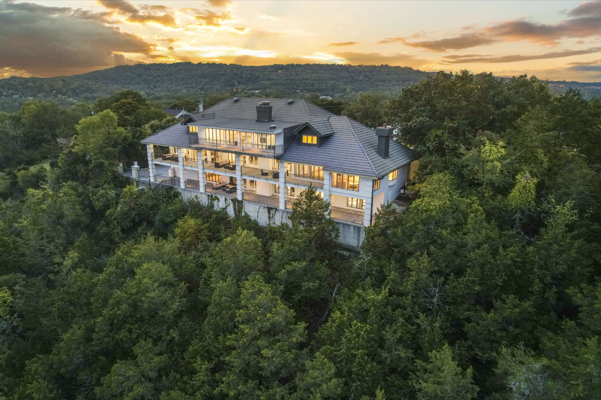 Aerial drone view of luxury property